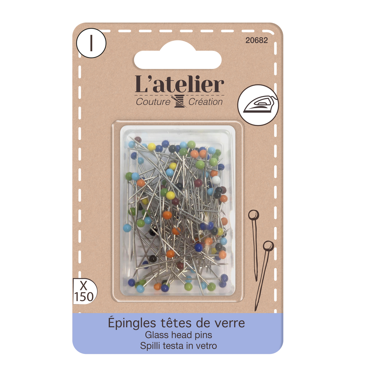 Épingles à Tête De Verre Telliswelt - Lot De 1000, Acier De Haute Qualité, 100g (neuf)